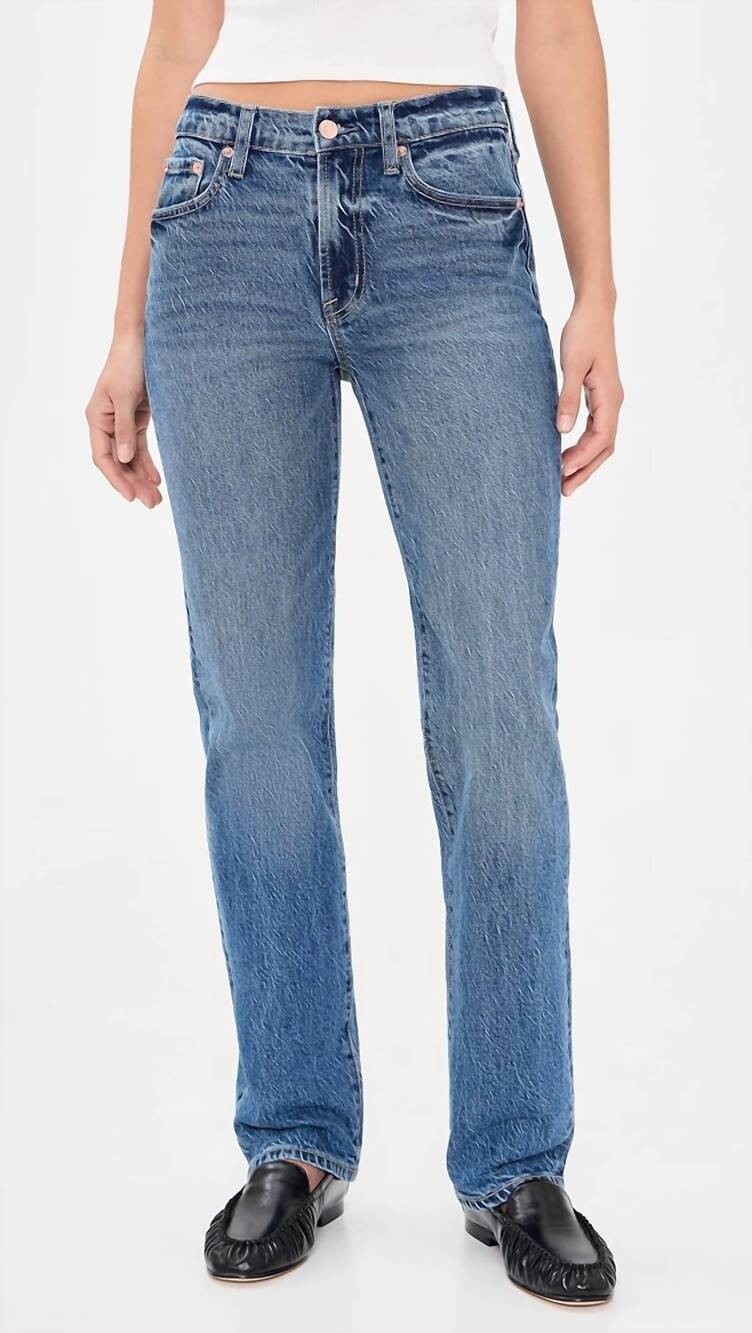 NEW PISTOLA aleks mid rise straight leg jeans in sea salt